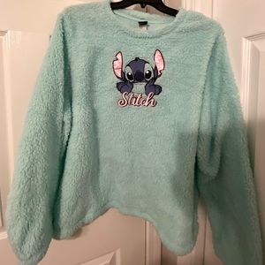 blue fuzzy stich pajama shirt